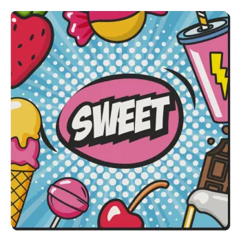 SWEET, Τετράγωνο μαγνητάκι ξύλινο 6x6cm