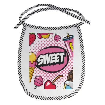 SWEET, Σαλιάρα μωρού αλέκιαστη με κορδόνι Μαύρη