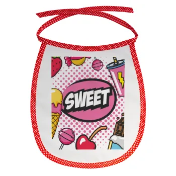 SWEET, Σαλιάρα μωρού αλέκιαστη με κορδόνι Κόκκινη