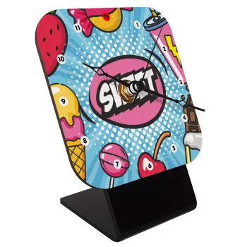 SWEET, Επιτραπέζιο ρολόι ξύλινο με δείκτες (10cm)