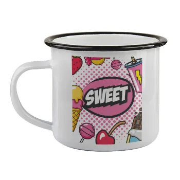 SWEET, Κούπα εμαγιέ με μαύρο χείλος 360ml