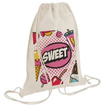 SWEET, Τσάντα πλάτης πουγκί GYMBAG natural (28x40cm)