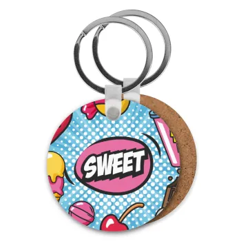 SWEET, Μπρελόκ Ξύλινο στρογγυλό MDF Φ5cm