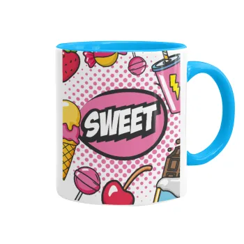 SWEET, Κούπα χρωματιστή γαλάζια, κεραμική, 330ml