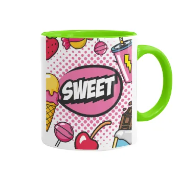 SWEET, Κούπα χρωματιστή βεραμάν, κεραμική, 330ml