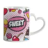 Mug heart handle, ceramic, 330ml