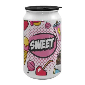 SWEET, Κούπα ταξιδιού μεταλλική με καπάκι (tin-can) 500ml