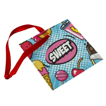 SWEET, Christmas ornament, glass square ornament 9x9cm