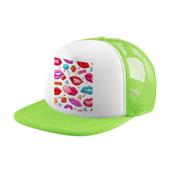 LIPS, Καπέλο Soft Trucker με Δίχτυ Πράσινο/Λευκό