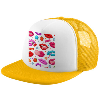 LIPS, Καπέλο Soft Trucker με Δίχτυ Κίτρινο/White 