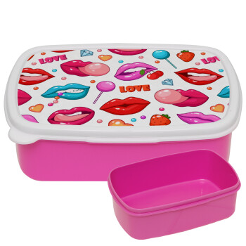 LIPS, ΡΟΖ παιδικό δοχείο φαγητού (lunchbox) πλαστικό (BPA-FREE) Lunch Βox M18 x Π13 x Υ6cm