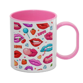 LIPS, Κούπα (πλαστική) (BPA-FREE) Polymer Ροζ για παιδιά, 330ml