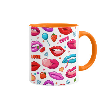 LIPS, Mug colored orange, ceramic, 330ml