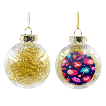 LIPS, Χριστουγεννιάτικη μπάλα δένδρου διάφανη με χρυσό γέμισμα 8cm