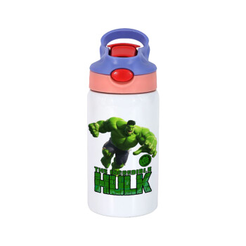 Hulk, Children's hot water bottle, stainless steel, with safety straw, pink/purple (350ml)