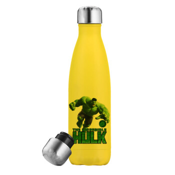 Hulk, Μεταλλικό παγούρι θερμός Κίτρινος (Stainless steel), διπλού τοιχώματος, 500ml