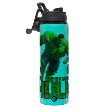 Hulk, Metallic water bottle with safety lid, 850ml aluminum