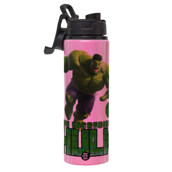 Hulk, Metallic water bottle with safety lid, 850ml aluminum