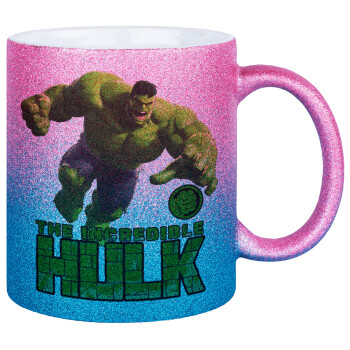 Hulk, Κούπα Χρυσή/Μπλε Glitter, κεραμική, 330ml