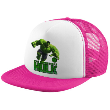 Hulk, Καπέλο παιδικό Soft Trucker με Δίχτυ ΡΟΖ/ΛΕΥΚΟ (POLYESTER, ΠΑΙΔΙΚΟ, ONE SIZE)