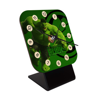 Hulk, Quartz Table clock in natural wood (10cm)