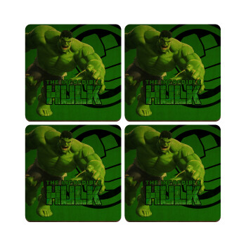 Hulk, ΣΕΤ x4 Σουβέρ ξύλινα τετράγωνα plywood (9cm)