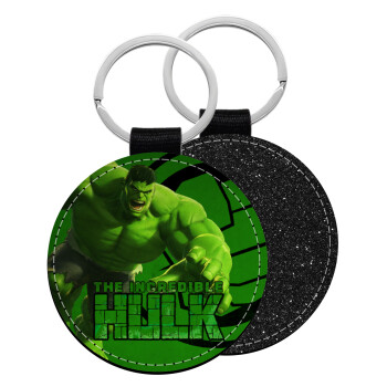 Hulk, Μπρελόκ Δερματίνη, στρογγυλό ΜΑΥΡΟ (5cm)