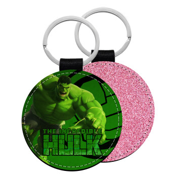 Hulk, Μπρελόκ Δερματίνη, στρογγυλό ΡΟΖ (5cm)