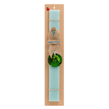 Hulk, Easter Set, wooden keychain & aromatic flat Easter candle (30cm) (TURQUOISE)