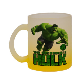 Hulk, Κούπα γυάλινη δίχρωμη με βάση το κίτρινο ματ, 330ml