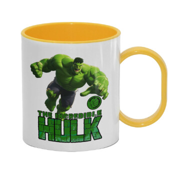 Hulk, Κούπα (πλαστική) (BPA-FREE) Polymer Κίτρινη για παιδιά, 330ml