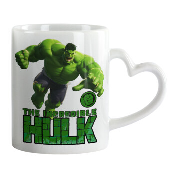 Hulk, Κούπα καρδιά χερούλι λευκή, κεραμική, 330ml