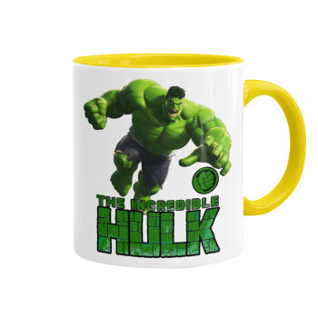 Hulk, Κούπα χρωματιστή κίτρινη, κεραμική, 330ml