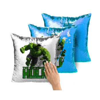Hulk, Μαξιλάρι καναπέ Μαγικό Μπλε με πούλιες 40x40cm περιέχεται το γέμισμα