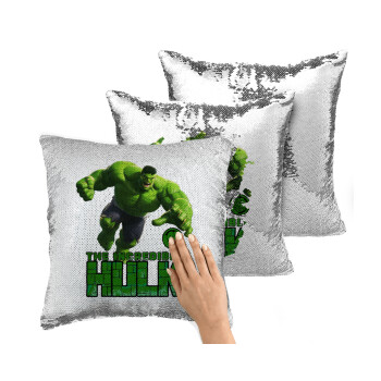 Hulk, Μαξιλάρι καναπέ Μαγικό Ασημένιο με πούλιες 40x40cm περιέχεται το γέμισμα