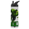 Metallic thermos bottle with straw & handle, stainless steel (Stainless steel 304), double-walled, 600ml.