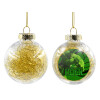 Transparent Christmas tree ball ornament with gold filling 8cm