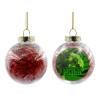 Transparent Christmas tree ball ornament with red filling 8cm
