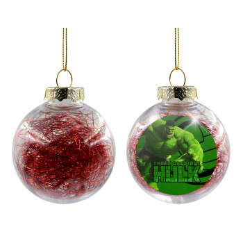 Hulk, Transparent Christmas tree ball ornament with red filling 8cm