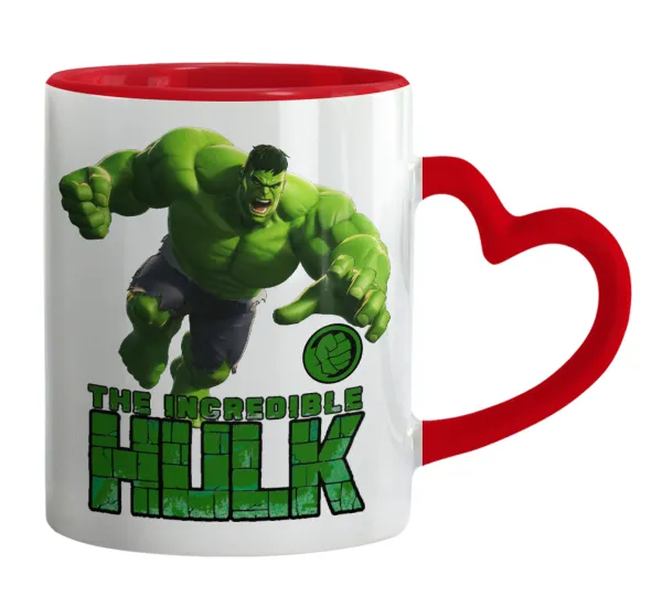 Hulk — Κούπα καρδιά χερούλι κόκκινη, κεραμική, 330ml