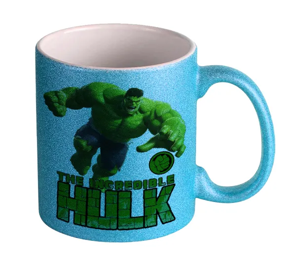 Hulk — Light blue glitter mug that sparkles, ceramic, 330ml