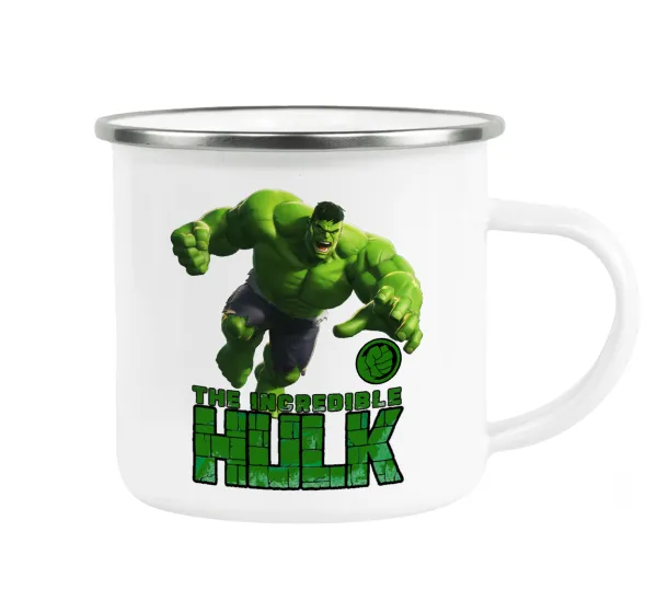 Hulk — Metallic enamel cup white 360ml