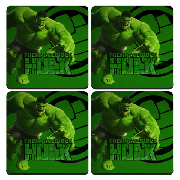 Hulk — Σουβέρ ξύλινα τετράγωνα (9cm)