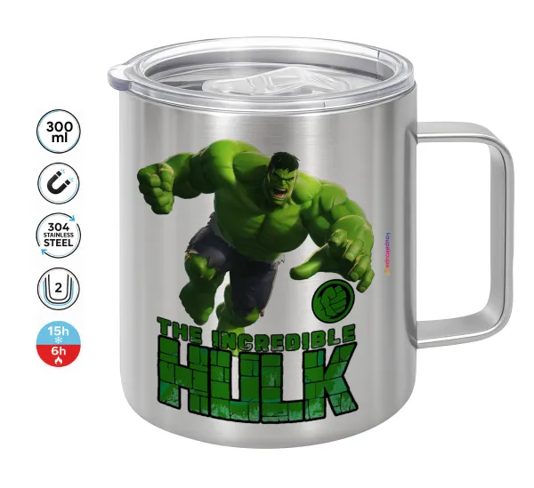 Hulk — Double-walled stainless steel mug 300ml with temperature-retaining lid
