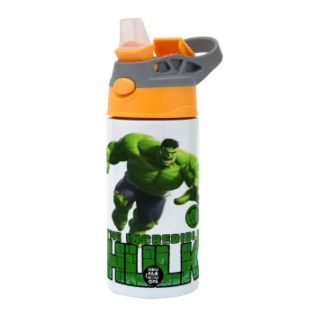 Hulk, Παιδικό παγούρι θερμό, ανοξείδωτο, με καλαμάκι ασφαλείας, Πορτοκαλί/Γκρι (360ml) BPA-FREE