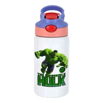 Hulk, Παιδικό παγούρι θερμό, ανοξείδωτο, με καλαμάκι ασφαλείας, ροζ/μωβ (350ml)