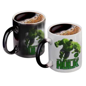 Hulk, Color changing magic Mug, ceramic, 330ml when adding hot liquid inside, the black colour desappears (1 pcs)