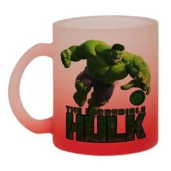 Hulk, Κούπα γυάλινη δίχρωμη με βάση το κόκκινο ματ, 330ml