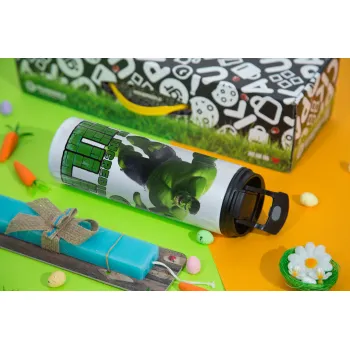 Hulk, Easter candle,Travel Tumbler 2 Lids, with metal straw & cleaning brush & aromatic flat candle (30cm) (BLUE)