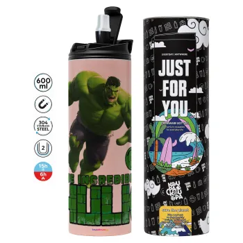 Hulk, Tumbler ποτήρι θερμό ΡΟΖ από ανοξείδωτο ατσάλι 600ml
